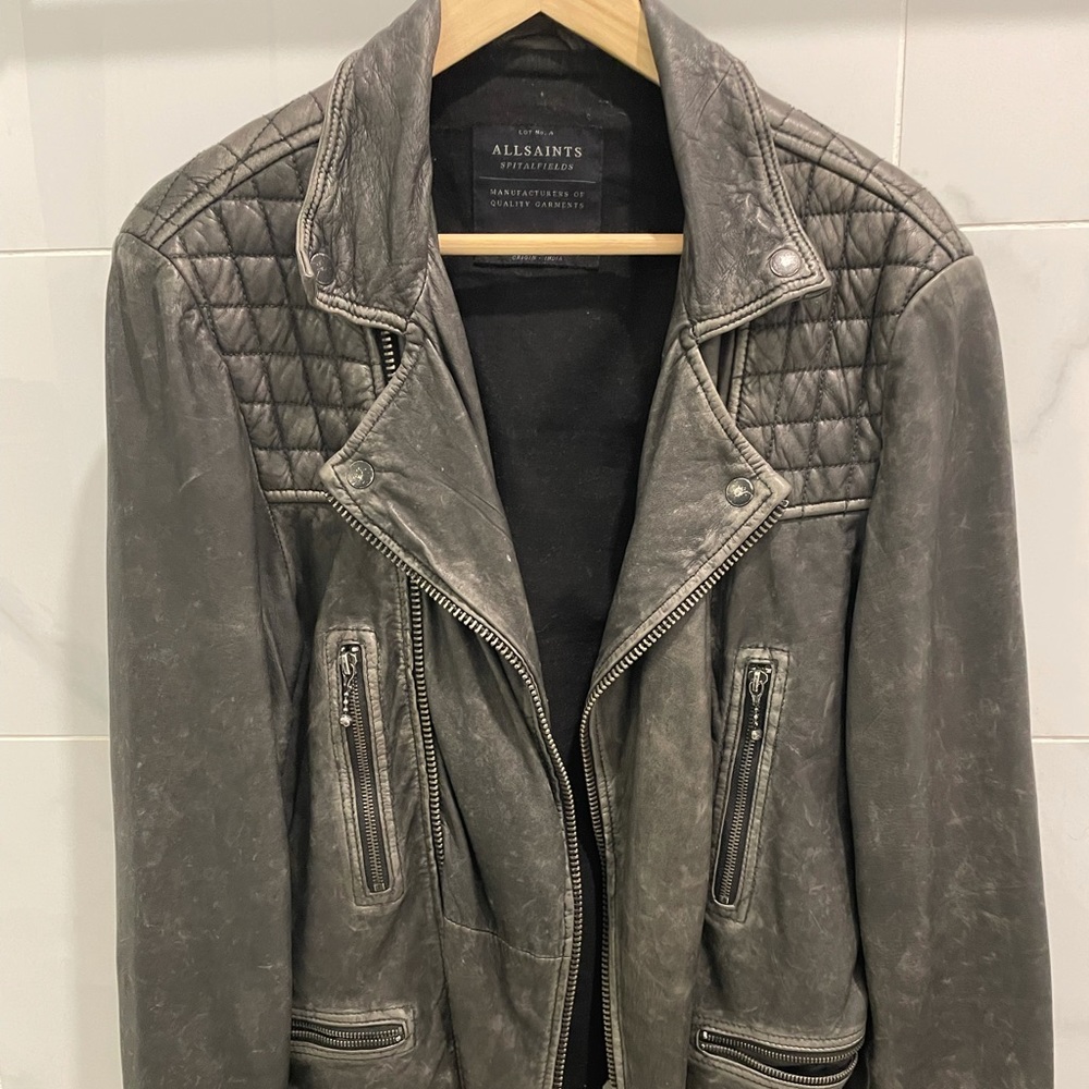 allsaints cargo biker leather jacket